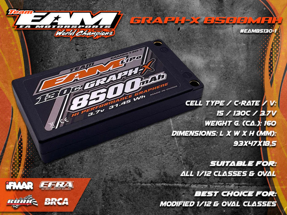 TEAM EAM 8500MAH 1S - 130C ULCG GRAPH-X FORMULA BATTERY