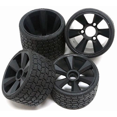 Gravity RC - TYPE 12 12th Scale Rubber Tires, Black Wheel (4) - GRC142B