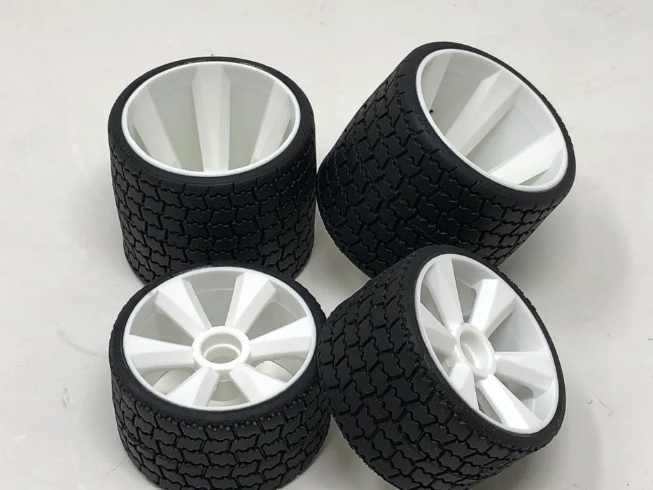 Gravity RC - TYPE 12 12th Scale Rubber Tires, White Wheel (4) - GRC142W