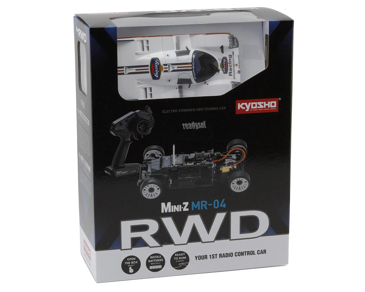 Kyosho - MR-04 RWD Mini-Z ReadySet w/Porsche 962C Coupe Body (White/Blue) w/KT-531P 2.4GHz Radio - 32363PR