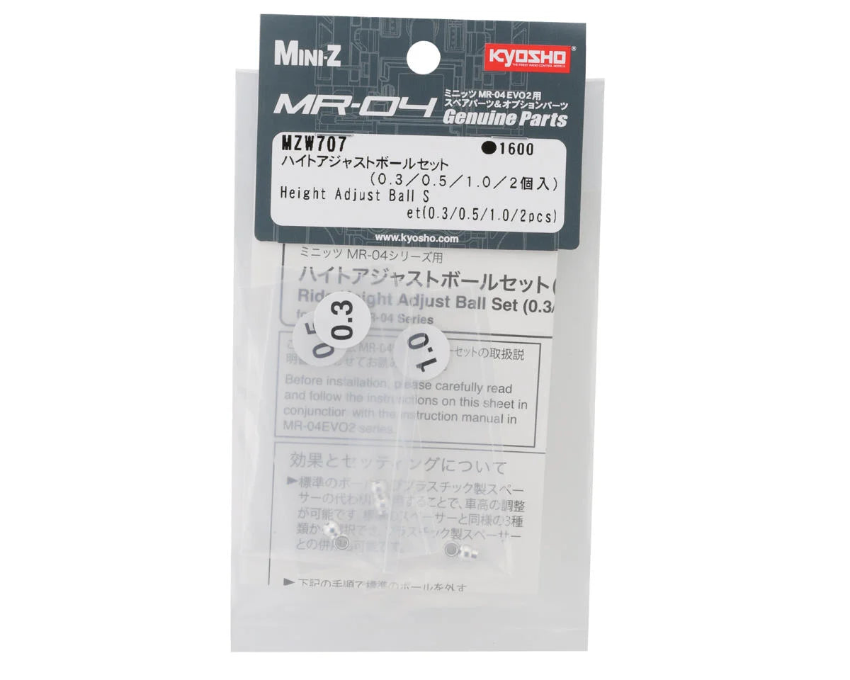 Kyosho - Mini-Z Height Adjusting Ball Set (6) (0.3/0.5/1.0mm) - MZW707