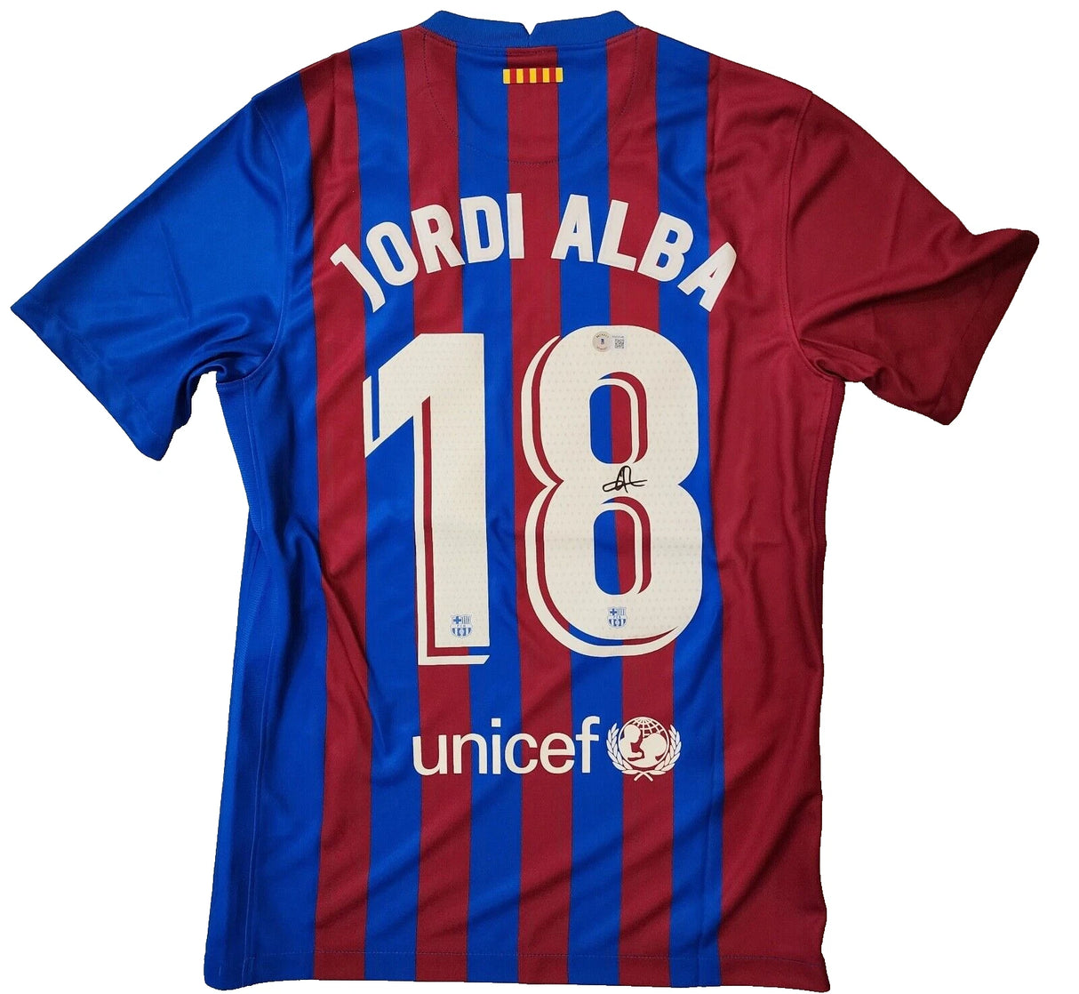 Jordi Alba Signed Nike Barcelona Spain Jersey - BAS Beckett Witness