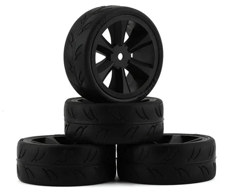Gravity RC USGT Pre-Mounted GT Rubber Tires w/GT Wheel (Black) (4) w/12mm Hex
