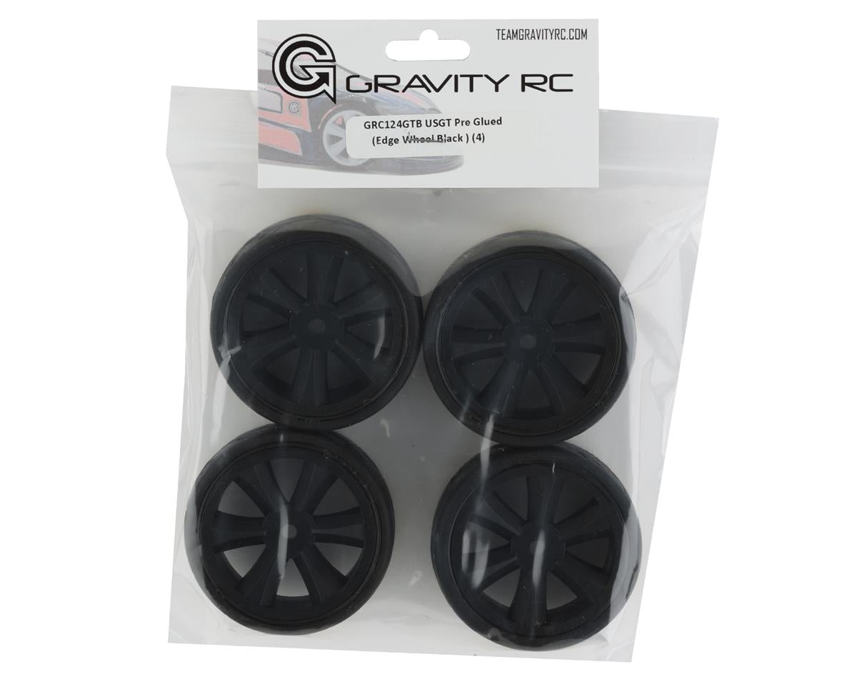 Gravity RC USGT Pre-Mounted GT Rubber Tires w/GT Wheel (Black) (4) w/12mm Hex