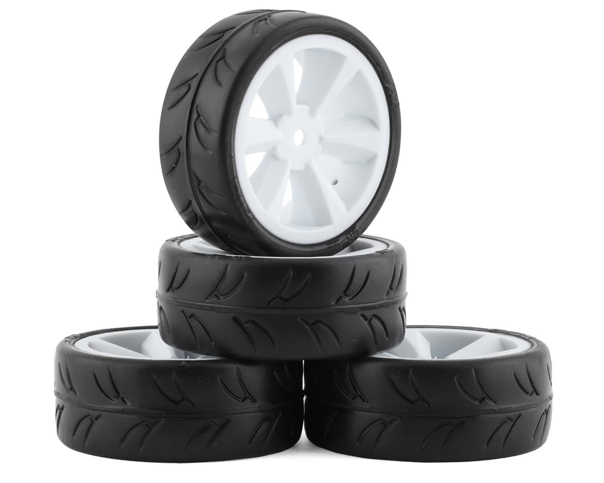 Gravity RC USGT Pre-Mounted GT Rubber Tires w/GT Wheel (White) (4) w/12mm Hex