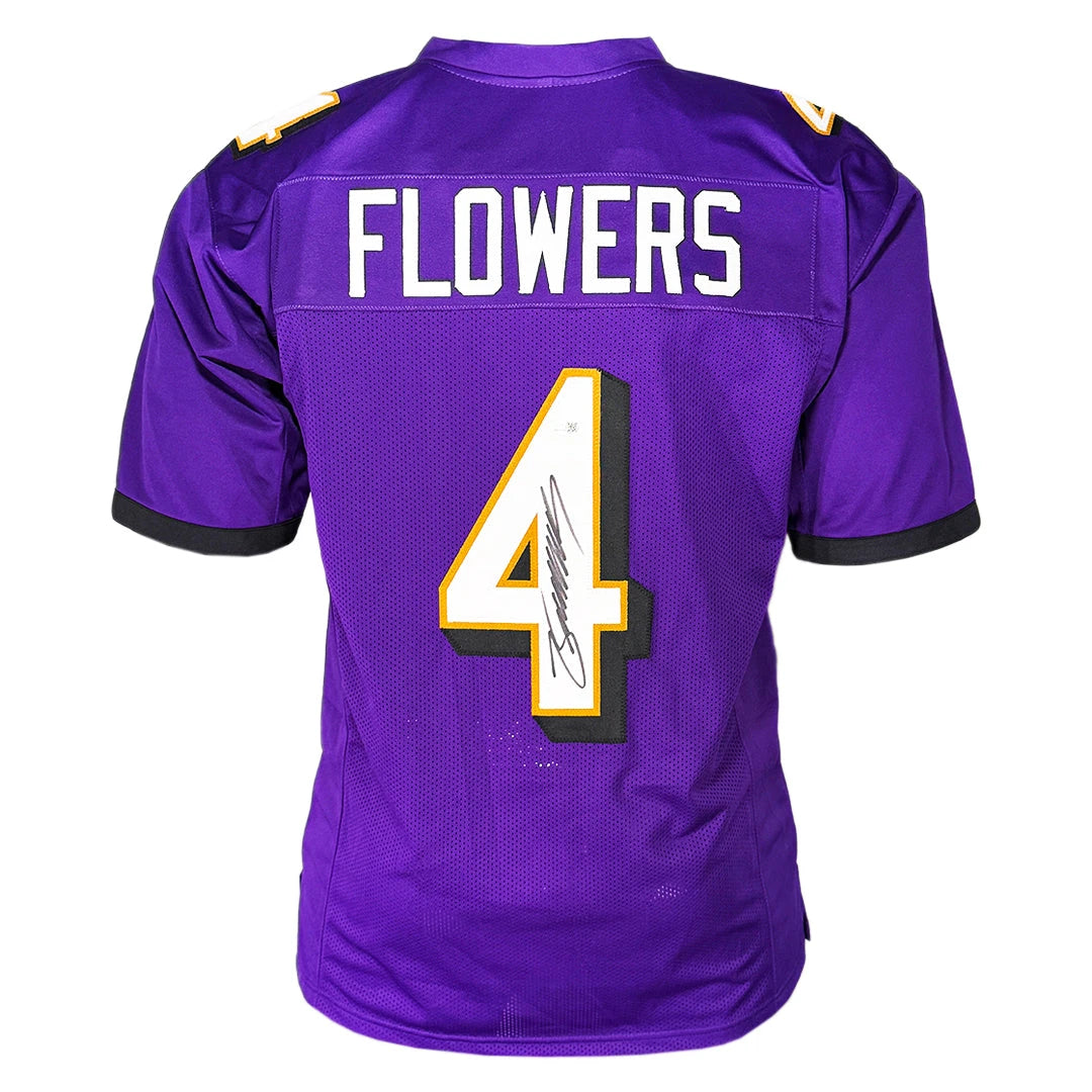 Zay Flowers - Autographed Baltimore Purple Football Custom Jersey - BAS Beckett Witness