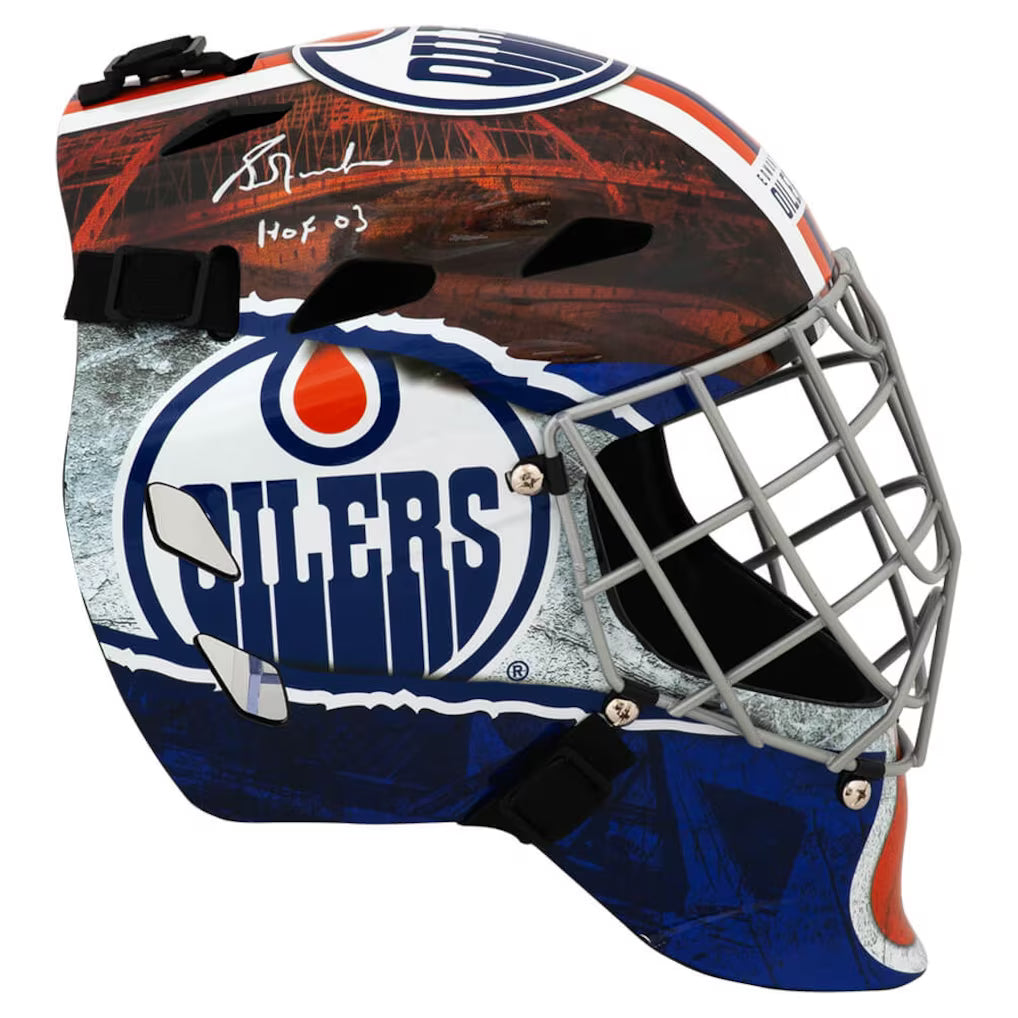 Grant Fuhr Signed Oilers Franklin Replica Street Hockey Goalie Mask w/HOF'03