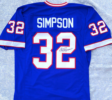 OJ Simpson - Autographed Buffalo Bill Football Custom Jersey - JSA