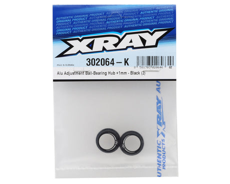 XRAY X4 - ALU ADJUSTMENT BALL-BEARING HUB +1MM - BLACK (2) - 302064-K