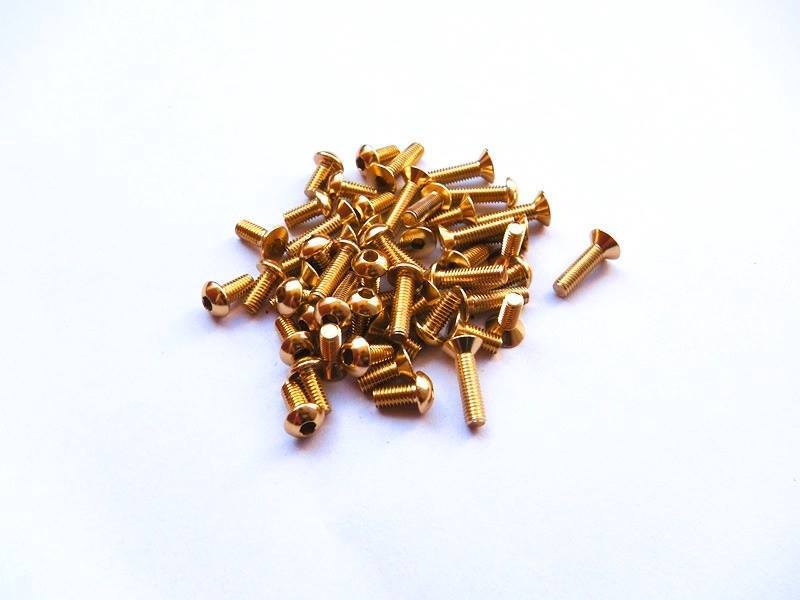 Hiro Seiko - Aluminium 7075 Hex Button Screw - GOLD (5 pieces)