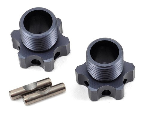 Tekno RC Aluminum 17mm Lightened Hex Wheel Hub Set (Gun Metal) (2) (+2mm Offset) - 5071C